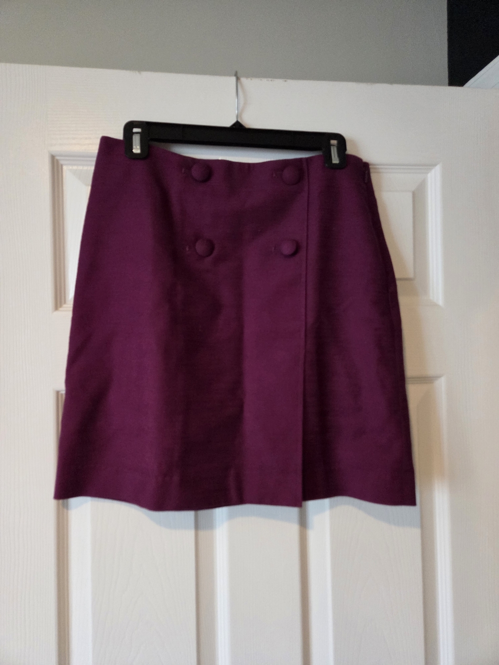 LOFT Purple Button-Front A-Line Skirt‎